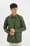 DeFacto Regular Fit Düğmeli Basic Düz Gabardin Pamuklu Uzun Kollu Gömlek A5383AX24AUGN900
