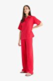 DeFacto Wide Leg Geniş Paça Cepli Yüksek Lastikli Bel Kırmızı Palazzo Pantolon A9129AX25SMRD59