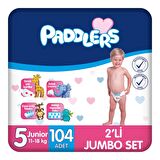 Paddlers Bebek Bezi 5 Numara Junior 104 Adet (11-18 Kg) 2'li Jumbo Set