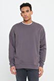 Oversize Bol Kesim 3 İplik Bisiklet Yaka Pamuklu Sweatshirt