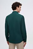 Ds Damat Slim Fit Koyu Yeşil İtalyan Yaka Armürlü Gömlek 2HF02ORT3185 2HF02ORT3185