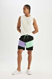 DeFactoFit Regular Fit Baskılı Esnek Dokulu Sporcu Kısa Boy Deniz Şortu B5998AX24HSBK81