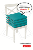 Xpermate Fermuarlı 4'lü  Sandalye Minderi Su İtici Kumaş 40x40Cm Sünger Sandalye Minderi Bağcıklı Turkuaz