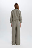 DeFacto Wide Leg Geniş Bol Paça Desenli Yüksek Bel Rahat Palazzo Pantolon C4042AX25SPBK81