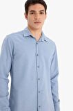 Slim Fit Dar Kesim Pamuklu Uzun Kollu Gömlek