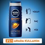NIVEA MEN Erkek Duş Jeli Sport 500ml ve Black & White Invisible Original Roll-on Deodorant 50ml, 72 Saat Anti-perspirant