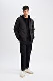DeFacto Slim Fit Dar Kesim Çıkarılabilir Kapüşonlu Fermuarlı Çift Cepli Mevsimlik Hafif Bomber Mont Ceket C5908AX24WNBK27