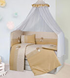 TUGU HOME&BABY EBRAR %100 PAMUK 9 PARÇA 60x120 cm BEBEK BEŞİK UYKU SETİ,BEBEK BEŞİK UYKU TAKIMI,ANNE YANI ORGANİK UYKU SETİ