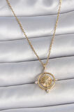 316L Çelik Gold Renk Zincir Zirkon Taşlı Pusula Model Kadın Kolye
