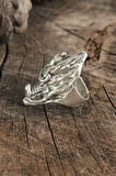 Antik Gümüş Renk Ejderha Kafası Model Ayarlanabilir Erkek Yüzük