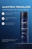 Nivea MEN Erkek Sprey Deodorant Deep Dimension Aktif Karbon 150ml, 72 Saat Anti-perspirant Koruma, X3 Adet