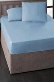 MORE  HOME ÇİFT KİŞİLİK LASTİKLİ ÇARŞAF SETİ + 2 YASTIK KILIFI 180x200 Mavi