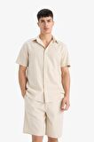 DeFacto %100 Pamuk Relax Fit Cepli Keten Görünümlü Bermuda Şort C7381AX25SMBG655