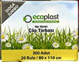 Ecoplast Jumbo Boy Siyah Çöp Torbası Poşeti - 300 Gr. - 90 Litre - 80 x 110 Cm / 10 Adetlik 5 Rulo