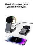 3'ü Bir arada Kablosuz Şarj Cihaz Standı Mage Safe Uyumlu Apple Iphone Android Uyumlu 15W Hızlı Şarj