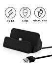 Masaüstü Micro USB Dock Şarj & Data İstasyonu Telefon Şarj Kablo Stand USB Çıkışlı 2IN1