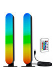 Masa üstü Kumandalı 2'li RGB LED Işık Bar Yatak Ve Dikey 4 Farklı Mod 16 Renk Ambiyans Lamba USB