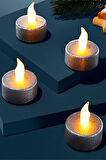 Dekoratif 4 Adet LED Tealight Mum Alev Yanma Efektli Led Işıklı Mum Dekor Alevsiz Mum