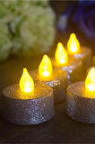 Dekoratif 4 Adet LED Tealight Mum Alev Yanma Efektli Led Işıklı Mum Dekor Alevsiz Mum