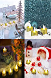 Dekoratif 4 Adet LED Tealight Mum Alev Yanma Efektli Led Işıklı Mum Dekor Alevsiz Mum Altın Renk