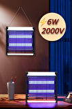 Büyük Boy 6W 2000V Zincir Askılı İkili Ledli Elektrikli Sinek Öldürücü UV Işıklı Cihaz