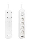 Akım Korumalı Grup Priz 4 lü Priz + 2 USB + 1 Type-C, Anahtarlı, 1.5 Metre, Çocuk Korumalı