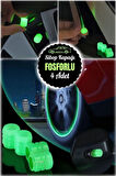 Fosforlu Lastik Sibop Kapağı 4 Adet Araç, Motosiklet & Bisiklet Uyumlu
