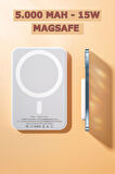 Taşınabilir 5000 mAh PD15W MagSafe Kablosuz Wireless Hızlı Şarj Cihazı Beyaz Powerbank