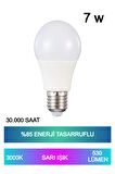 Sarı Işık Led Ampul 7w %85 Enerji Tasarruflu E27 Duy Led Ampul 220° Açılı 30.000 Saat Kullanım