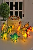 Dinozor String Light Çocuk Bebek Odası Aydınlatma 10 Adet Ledli Dinazor Pilli Işıklı 200 cm