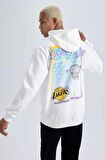 DeFactoFit NBA Los Angeles Lakers Standart Fit Kapüşonlu Kalın Sweatshirt A9840AX23WNER105