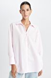 DeFacto Oversize Geniş Kalıp Basic Düz Oxford Uzun Kollu Gömlek C4597AX24AUPN633
