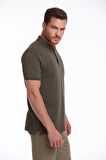 Haki Regular Fit %100 Pamuk Polo Yaka Tişört | L