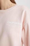 DeFacto Boxy Fit Bisiklet Yaka Baskılı Kalın Crop Sweatshirt C5386AX23CWPN364