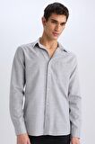 DeFacto Modern Fit Polo Yaka Basic Düz Uzun Kollu Gömlek E5045AX25SMBK81
