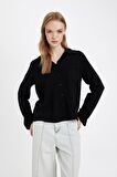 DeFacto Regular Fit Basic Düz Düğmeli Uzun Kollu Gömlek N2518AZ24AUBK81