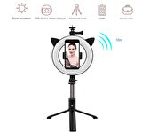 Uzaktan Kumandalı Blutootlu Kablosuz Selfie Çubuğu 9 Farklı Işık Modlu  Halka Işık Tripod    