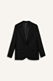 DeFacto Oversize Geniş Kalıp Düğmeli Basic Düz Blazer Ceket B0490AX25SPBK81