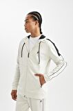 DeFactoFit  Standart Fit Normal Kesim Skuba Dalgıç Kumaş Kapüşonlu Sporcu Fermuarlı Sweatshirt B4535AX24AUBG721