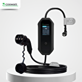 Coswatt Elektrikli Araç Taşınabilir Şarj Cihazı 3.5 kW / 16A / Tip-2 / Türkçe Menü / 2x16A Ev Tipi Fiş / 5m Kablo / 220V AC / Taşıma Çantası Dahil