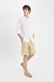 DeFacto %100 Keten Regular Fit Yazlık Bermuda Şort D9931AX25SMBG732