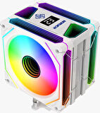 DARYUN DY-500X Beyaz ISI Göstergeli Ful Argb 2x Fan 6 Bakır Borulu Kule Tipi Hava Soğutucu İşlemci Fanı