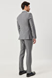 Ekstra Slim Fit Dar Kesim Mono Yaka Kareli Yünlü Takım Elbise