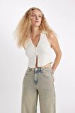 DeFacto Coool Slim Fit Dar Kesim Düğmeli Triko Yelek	 D3584AX24HSER103