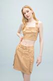 DeFacto Coool Gabardin Askılı Crop Bluz C4455AX24SPBG387