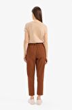 Paperbag Gabardin Kumaş Pantolon Standart Paça Cepli