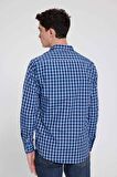 D'S Damat Slim Fit Mavi Kareli Ekoseli Gömlek 7HC02ORT09265