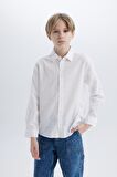 Erkek Çocuk Regular Fit Polo Yaka Dokulu Uzun Kollu Gömlek