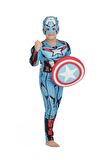 Kaptan Amerika Kalkanlı Kaslı Çocuk Kostümü