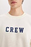 Relax Fit Bisiklet Yaka Baskılı Kalın Sweatshirt